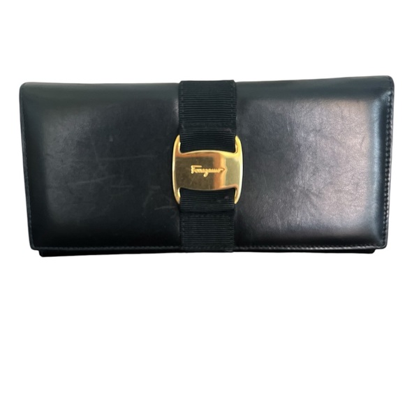 Salvatore Ferragamo Handbags - Salvatore Ferragamo Black Bi-Fold Wallet